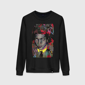 Женский свитшот хлопок с принтом Jean Michel Basquiat в Петрозаводске, 100% хлопок | прямой крой, круглый вырез, на манжетах и по низу широкая трикотажная резинка  | art | eyes | guy | jean michel basquiat | глаза | жан мишель баския | искусство | парень