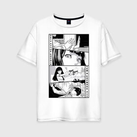 Женская футболка хлопок Oversize с принтом Карате в Петрозаводске, 100% хлопок | свободный крой, круглый ворот, спущенный рукав, длина до линии бедер
 | графика | карате | комикс | манга | япония