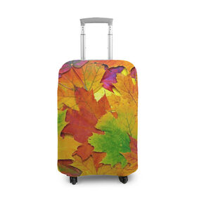 Чехол для чемодана 3D с принтом Осенние листья в Петрозаводске, 86% полиэфир, 14% спандекс | двустороннее нанесение принта, прорези для ручек и колес | клён | краски | листья | осень | радуга | разноцветный | яркая
