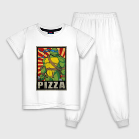 Детская пижама хлопок с принтом Pizza Turtles в Петрозаводске, 100% хлопок |  брюки и футболка прямого кроя, без карманов, на брюках мягкая резинка на поясе и по низу штанин
 | donatello | leonardo | michelangelo | ninja | raphael | turtles | воин | донателло | животные | карате | комикс | комиксы | крэнг | леонардо | микеланджело | мультфильм | мутант | мутанты | ниндзя | пицца | рафаэль | сплинтер