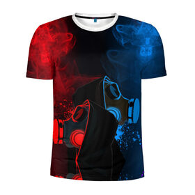 Мужская футболка 3D спортивная с принтом CORONA в Петрозаводске, 100% полиэстер с улучшенными характеристиками | приталенный силуэт, круглая горловина, широкие плечи, сужается к линии бедра | metro | stalker | дым | коронавирус | неоновый дым | пандемия | противогаз | сталкер