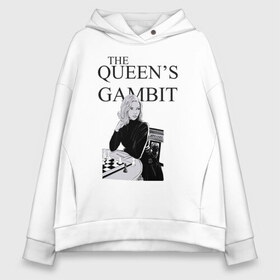 Женское худи Oversize хлопок с принтом the queens gambit в Петрозаводске, френч-терри — 70% хлопок, 30% полиэстер. Мягкий теплый начес внутри —100% хлопок | боковые карманы, эластичные манжеты и нижняя кромка, капюшон на магнитной кнопке | the queens gambit | нетфликс | сериал | ход королевы