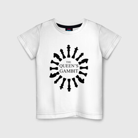 Детская футболка хлопок с принтом ход королевы в Петрозаводске, 100% хлопок | круглый вырез горловины, полуприлегающий силуэт, длина до линии бедер | the queens gambit | нетфликс | сериал | ход королевы