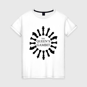 Женская футболка хлопок с принтом ход королевы в Петрозаводске, 100% хлопок | прямой крой, круглый вырез горловины, длина до линии бедер, слегка спущенное плечо | the queens gambit | нетфликс | сериал | ход королевы