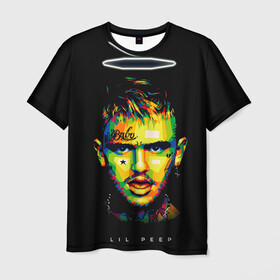 Мужская футболка 3D с принтом LIL PEEP в Петрозаводске, 100% полиэфир | прямой крой, круглый вырез горловины, длина до линии бедер | lil | lil peep | logobombing | peep. лил | pump | rap | xxx | xxxtenticon | пип | с лил пипом