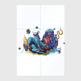 Магнитный плакат 2Х3 с принтом Мечтательная рыба в Петрозаводске, Полимерный материал с магнитным слоем | 6 деталей размером 9*9 см | аквариум | арт | космос | мечта | мечтатель | невесомость | парение | рисунок | рыба | художник