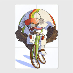 Магнитный плакат 2Х3 с принтом Безумный велосипедист в Петрозаводске, Полимерный материал с магнитным слоем | 6 деталей размером 9*9 см | Тематика изображения на принте: арт | велосипед | велосипедист | обезьяна | рисунок | спортсмен