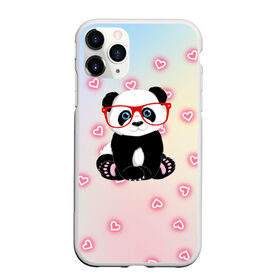 Чехол для iPhone 11 Pro матовый с принтом Милая пандочка в Петрозаводске, Силикон |  | маленькая панда | маленькая пандочк | милая панда | милая пандочка | панда | панда в красных очках | панда в очках | панда очки | панда сердечки | панда сердце | пандочка | пандочка в красных очках