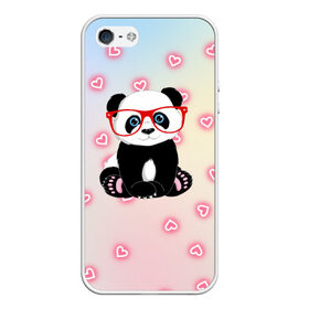 Чехол для iPhone 5/5S матовый с принтом Милая пандочка в Петрозаводске, Силикон | Область печати: задняя сторона чехла, без боковых панелей | маленькая панда | маленькая пандочк | милая панда | милая пандочка | панда | панда в красных очках | панда в очках | панда очки | панда сердечки | панда сердце | пандочка | пандочка в красных очках
