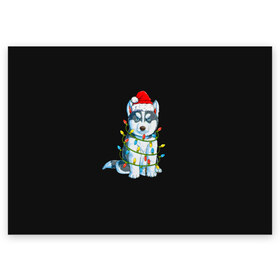 Поздравительная открытка с принтом Щенок в Петрозаводске, 100% бумага | плотность бумаги 280 г/м2, матовая, на обратной стороне линовка и место для марки
 | 2021 | doge | белка | гирлянда | год быка | дед мороз | дог | елка | енот | кот | котик | лиса | маска | неон | новогодний пес | новогодняя | новый год | олень | пёс | праздник | радуга | рождество | с новым годом