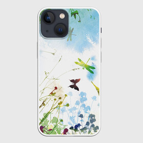 Чехол для iPhone 13 mini с принтом Summer  акварель в Петрозаводске,  |  | акварель | бабочки | лето | небо