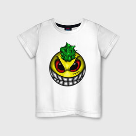 Детская футболка хлопок с принтом Безумный Смайл в Петрозаводске, 100% хлопок | круглый вырез горловины, полуприлегающий силуэт, длина до линии бедер | 