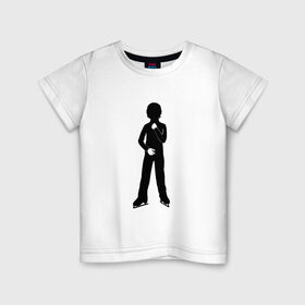 Детская футболка хлопок с принтом Конькобежец в Петрозаводске, 100% хлопок | круглый вырез горловины, полуприлегающий силуэт, длина до линии бедер | коньки | конькобежец | лед | фигурист | фигуристка | фитнес