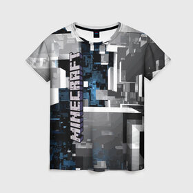 Женская футболка 3D с принтом Minecraft в Петрозаводске, 100% полиэфир ( синтетическое хлопкоподобное полотно) | прямой крой, круглый вырез горловины, длина до линии бедер | building | city | cube | game | megapolis | minecraft | pattern | город | здание | игра | куб | майнкрафт | мегаполис | узор