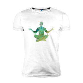Мужская футболка хлопок Slim с принтом Йога тайм в Петрозаводске, 92% хлопок, 8% лайкра | приталенный силуэт, круглый вырез ворота, длина до линии бедра, короткий рукав | здоровье | йога | кундалини | медитация | релаксация | тело | фитнес | энергия