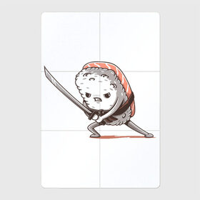 Магнитный плакат 2Х3 с принтом Самурай-суши в Петрозаводске, Полимерный материал с магнитным слоем | 6 деталей размером 9*9 см | арт | еда | катана | рис | рисунок | ролл | рыба | суши | япония | японская еда