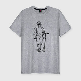 Мужская футболка хлопок Slim с принтом Самокатер в Петрозаводске, 92% хлопок, 8% лайкра | приталенный силуэт, круглый вырез ворота, длина до линии бедра, короткий рукав | крутой | самокат | чёрно белый