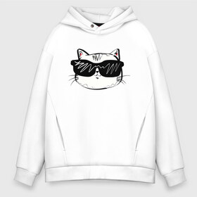 Мужское худи Oversize хлопок с принтом COOL CAT в Петрозаводске, френч-терри — 70% хлопок, 30% полиэстер. Мягкий теплый начес внутри —100% хлопок | боковые карманы, эластичные манжеты и нижняя кромка, капюшон на магнитной кнопке | Тематика изображения на принте: cat | киса | киска | кот | коты | котяра | кошечка | кошка | ленивец | лиса | лисичка | очки | панда | с кисой | с котом | с кошечкой | собака