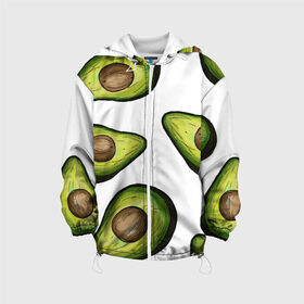 Детская куртка 3D с принтом Авокадо в Петрозаводске, 100% полиэстер | застежка — молния, подол и капюшон оформлены резинкой с фиксаторами, по бокам — два кармана без застежек, один потайной карман на груди, плотность верхнего слоя — 90 г/м2; плотность флисового подклада — 260 г/м2 | avocado | fruit | авокадо | овощ | фрукт