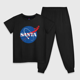 Детская пижама хлопок с принтом SANTA \ NASA. в Петрозаводске, 100% хлопок |  брюки и футболка прямого кроя, без карманов, на брюках мягкая резинка на поясе и по низу штанин
 | Тематика изображения на принте: 