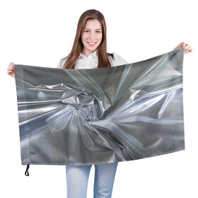 Флаг 3D с принтом Фольга в Петрозаводске, 100% полиэстер | плотность ткани — 95 г/м2, размер — 67 х 109 см. Принт наносится с одной стороны | fashion | foil | texture | vanguard | авангард | мода | текстура | фольга