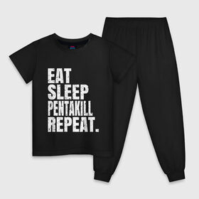 Детская пижама хлопок с принтом EAT SLEEP PENTAKILL REPEAT в Петрозаводске, 100% хлопок |  брюки и футболка прямого кроя, без карманов, на брюках мягкая резинка на поясе и по низу штанин
 | ahri | akali | ashe | carry | darius | draven | eat | eat sleep pentakill repeat | ezreal | fizz | galio | game | garen | jax | jhin | jinx | kill | league of legends | lol | penta | pentakill | repeat | sleep | игра |