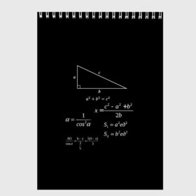 Скетчбук с принтом Теорема Пифагора в Петрозаводске, 100% бумага
 | 48 листов, плотность листов — 100 г/м2, плотность картонной обложки — 250 г/м2. Листы скреплены сверху удобной пружинной спиралью | алгебра | геометрия | гипотенуза | катет | математик | пифагор | теорема пифагора | треугольник | философ | формулы | школа | шпаргалка