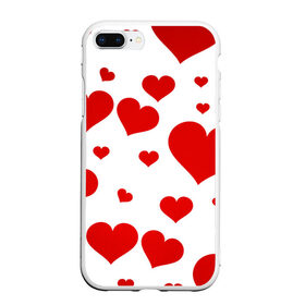 Чехол для iPhone 7Plus/8 Plus матовый с принтом Сердечки в Петрозаводске, Силикон | Область печати: задняя сторона чехла, без боковых панелей | love | любовь | сердечки | сердечко | сердца