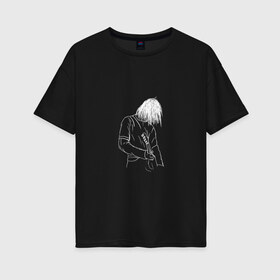 Женская футболка хлопок Oversize с принтом Курт Кобейн в Петрозаводске, 100% хлопок | свободный крой, круглый ворот, спущенный рукав, длина до линии бедер
 | курт кобейн | нарвана арт. | нирвана