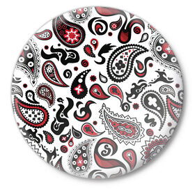 Значок с принтом Молекулярный рисунок в Петрозаводске,  металл | круглая форма, металлическая застежка в виде булавки | Тематика изображения на принте: арт | белый | биология | красный | молекула | рисунок | чёрный