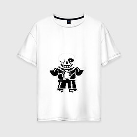 Женская футболка хлопок Oversize с принтом Understale - Sans в Петрозаводске, 100% хлопок | свободный крой, круглый ворот, спущенный рукав, длина до линии бедер
 | sans | undertale | андертейл | игровое | санс | скелет | скелетон