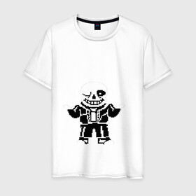 Мужская футболка хлопок с принтом Understale - Sans в Петрозаводске, 100% хлопок | прямой крой, круглый вырез горловины, длина до линии бедер, слегка спущенное плечо. | sans | undertale | андертейл | игровое | санс | скелет | скелетон
