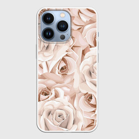 Чехол для iPhone 13 Pro с принтом Элегантность в Петрозаводске,  |  | Тематика изображения на принте: беж | нежно | пастельный | роза | цветок | элегантно