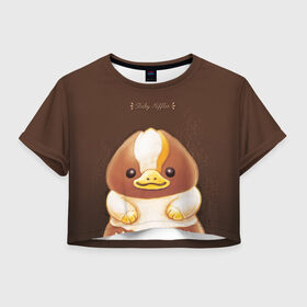 Женская футболка Crop-top 3D с принтом Baby Chocolate Niffler в Петрозаводске, 100% полиэстер | круглая горловина, длина футболки до линии талии, рукава с отворотами | fantastic beasts and where to find them | kowalski bakery | newton «newt» scamander | niffler | vdosadir | wizarding world | детеныш нюхля | ньютон «ньют» саламандер | нюхлер | нюхль