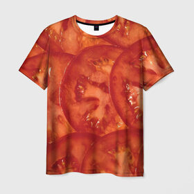 Мужская футболка 3D с принтом Помидорки в Петрозаводске, 100% полиэфир | прямой крой, круглый вырез горловины, длина до линии бедер | арт | еда | лето | овощ | овощи | помидор | помидорки | помидоры | рисунок | томат | томаты
