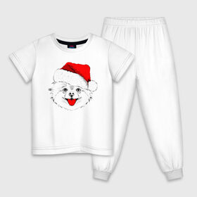 Детская пижама хлопок с принтом Веселый Щенок Санта в Петрозаводске, 100% хлопок |  брюки и футболка прямого кроя, без карманов, на брюках мягкая резинка на поясе и по низу штанин
 | Тематика изображения на принте: 