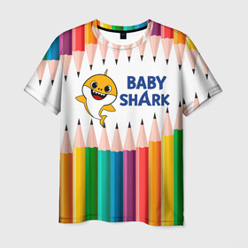 Мужская футболка 3D с принтом Baby Shark в Петрозаводске, 100% полиэфир | прямой крой, круглый вырез горловины, длина до линии бедер | baby | baby shark | shark | акула | анимация | бэби | бэби шарк | дети | мультфильм | песня | ребенок | шарк