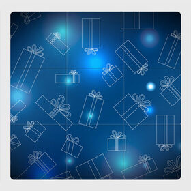 Магнитный плакат 3Х3 с принтом Подарки в Петрозаводске, Полимерный материал с магнитным слоем | 9 деталей размером 9*9 см | бантики | градиент | коробочки | новогодняя | подарки