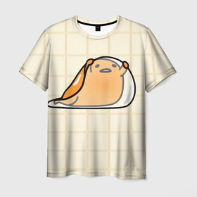 Мужская футболка 3D с принтом гудетама в Петрозаводске, 100% полиэфир | прямой крой, круглый вырез горловины, длина до линии бедер | гудетама | еда | ленивое яйцо | яичница