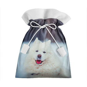 Подарочный 3D мешок с принтом САМОЕД в Петрозаводске, 100% полиэстер | Размер: 29*39 см | animals | dog | winter | домашние | друг | животные | звери | зима | лайка | пес | песель | природа | пушистый | самоед | собаки | собачка | хаски