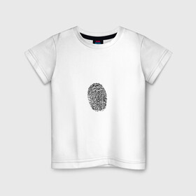 Детская футболка хлопок с принтом  fingerprint в Петрозаводске, 100% хлопок | круглый вырез горловины, полуприлегающий силуэт, длина до линии бедер | fingerprint | отпечаток | отпечаток пальца | палец | след пальца