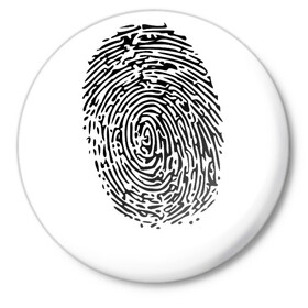 Значок с принтом  fingerprint в Петрозаводске,  металл | круглая форма, металлическая застежка в виде булавки | fingerprint | отпечаток | отпечаток пальца | палец | след пальца
