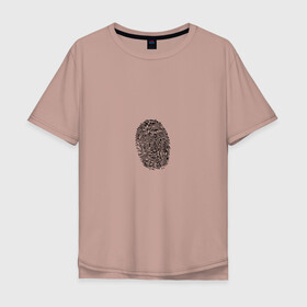 Мужская футболка хлопок Oversize с принтом  fingerprint в Петрозаводске, 100% хлопок | свободный крой, круглый ворот, “спинка” длиннее передней части | fingerprint | отпечаток | отпечаток пальца | палец | след пальца