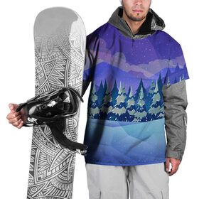 Накидка на куртку 3D с принтом Зимний лес в Петрозаводске, 100% полиэстер |  | Тематика изображения на принте: 