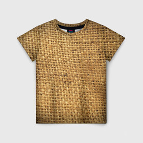 Детская футболка 3D с принтом Мешок в Петрозаводске, 100% гипоаллергенный полиэфир | прямой крой, круглый вырез горловины, длина до линии бедер, чуть спущенное плечо, ткань немного тянется | 2021 | 3d | мешковина | мешок | нити | плед | прикол | текстура | ткань | толстовка | тренд | тряпка | футболка