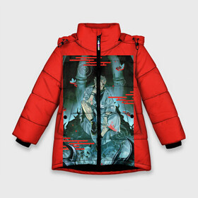 Зимняя куртка для девочек 3D с принтом Jujutsu Kaisen в Петрозаводске, ткань верха — 100% полиэстер; подклад — 100% полиэстер, утеплитель — 100% полиэстер. | длина ниже бедра, удлиненная спинка, воротник стойка и отстегивающийся капюшон. Есть боковые карманы с листочкой на кнопках, утяжки по низу изделия и внутренний карман на молнии. 

Предусмотрены светоотражающий принт на спинке, радужный светоотражающий элемент на пуллере молнии и на резинке для утяжки. | Тематика изображения на принте: jujutsu kaisen | аниме | магическая битва | манга