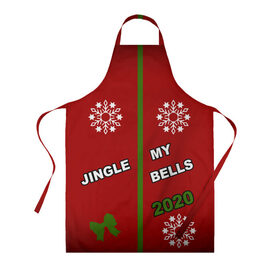 Фартук 3D с принтом Jingle my bells 2020 в Петрозаводске, 100% полиэстер | общий размер — 65 х 85 см, ширина нагрудника — 26 см, горловина — 53 см, длина завязок — 54 см, общий обхват в поясе — 173 см. Принт на завязках и на горловине наносится с двух сторон, на основной части фартука — только с внешней стороны | 