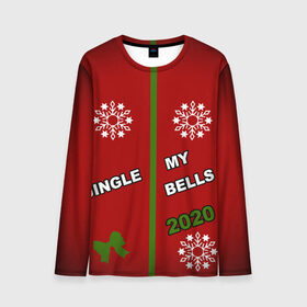 Мужской лонгслив 3D с принтом Jingle my bells 2020 в Петрозаводске, 100% полиэстер | длинные рукава, круглый вырез горловины, полуприлегающий силуэт | 