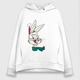 Женское худи Oversize хлопок с принтом Bugs Bunny в Петрозаводске, френч-терри — 70% хлопок, 30% полиэстер. Мягкий теплый начес внутри —100% хлопок | боковые карманы, эластичные манжеты и нижняя кромка, капюшон на магнитной кнопке | looney tunes | warner bros | багз банни | безумные мелодии | веселые мелодии | ворнер | луни тюнз | луни тюнс | мультяшки | новый год