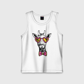 Детская майка хлопок с принтом Жираф хипстер в Петрозаводске,  |  | butterfly | cool | ears | eyes | fashion | giraffe | hipster | horns | hype | muzzle | бабочка | глаза | жираф | круто | очки | рога | уши